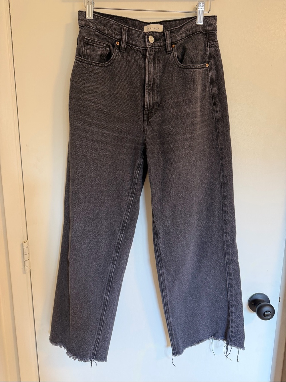 PacSun Women’s Flare Black Jeans with Frayed Hem